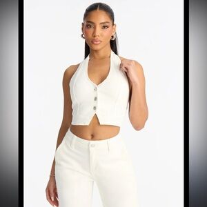 H&M Divided Snap Button Backless Vest Crop Top